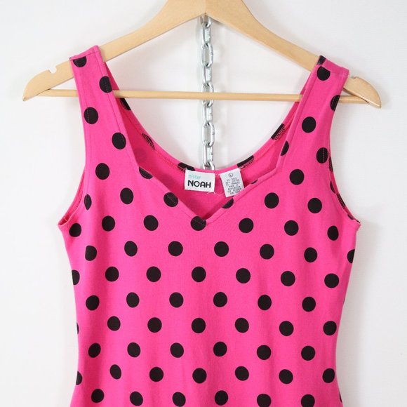 ❌SOLD❌vintage 80s hot pink polka dot mini dress M - Picture 2 of 7